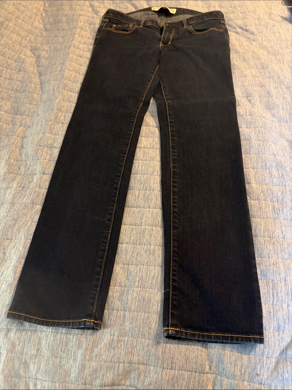 Abercrombie & Fitch Women's Boot Cut Jeans - Dark Indigo with Tan Stitching